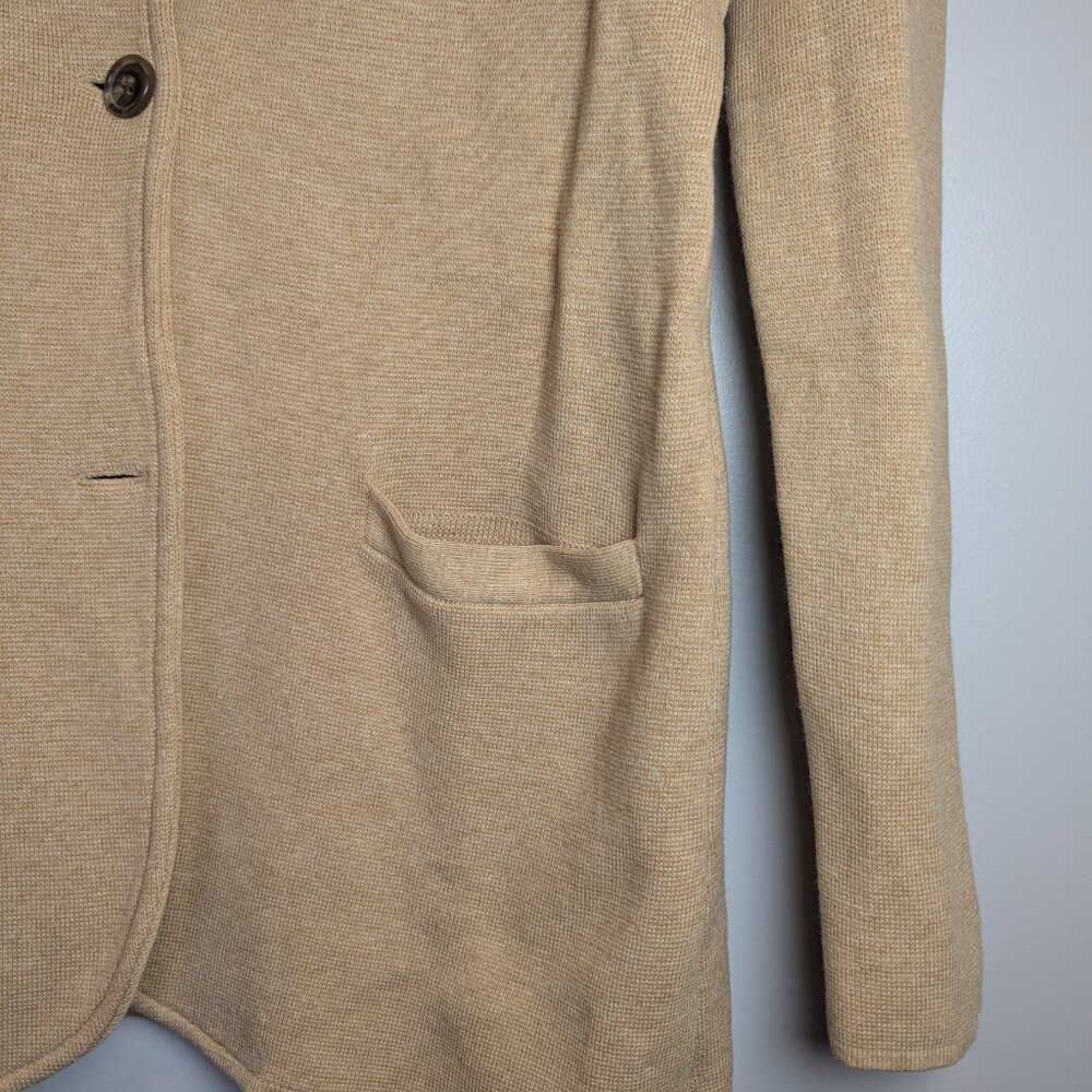 J.Crew Mercantile Women's Size S Camel Brown Sweater Blazer Button Jacket - Picture 3 of 8